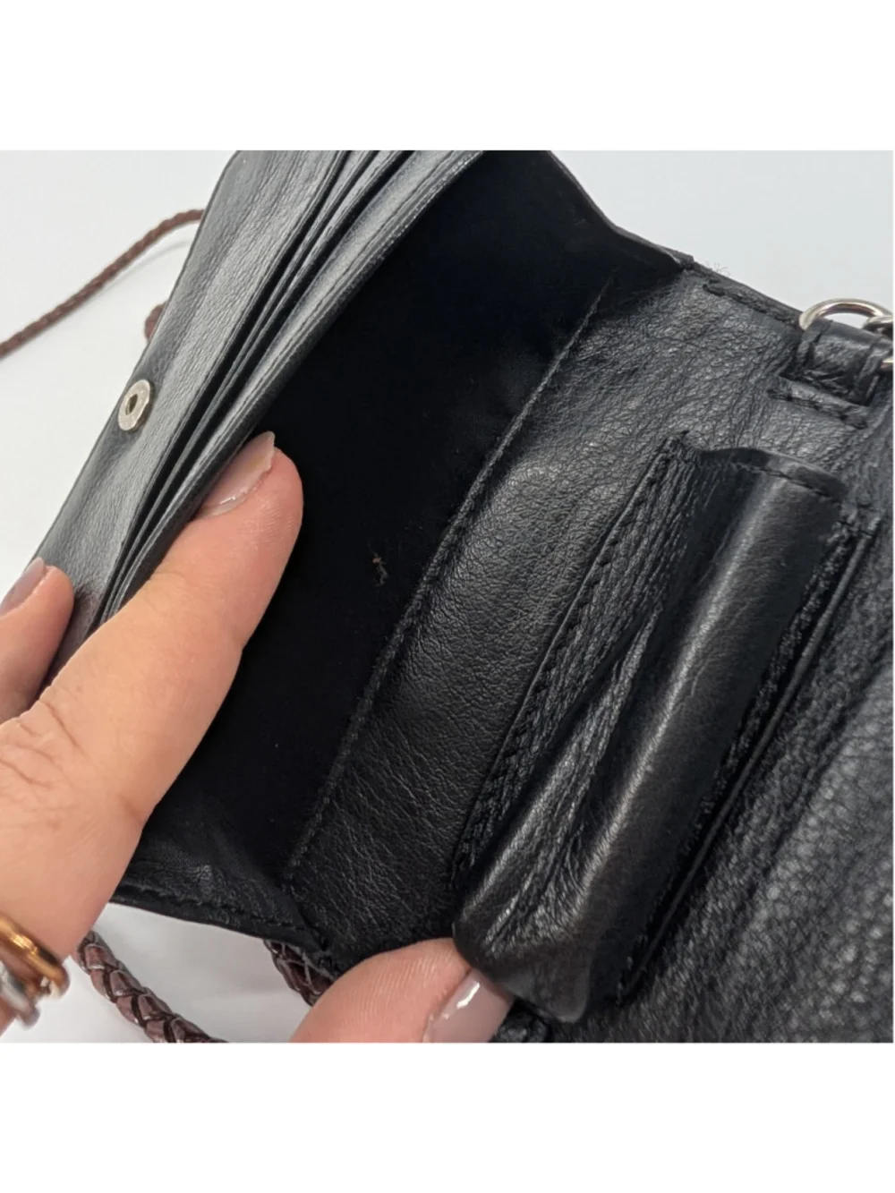 Vintage Brighton Mini Leather Crossbody Wallet Organizer Mirror Croc 26